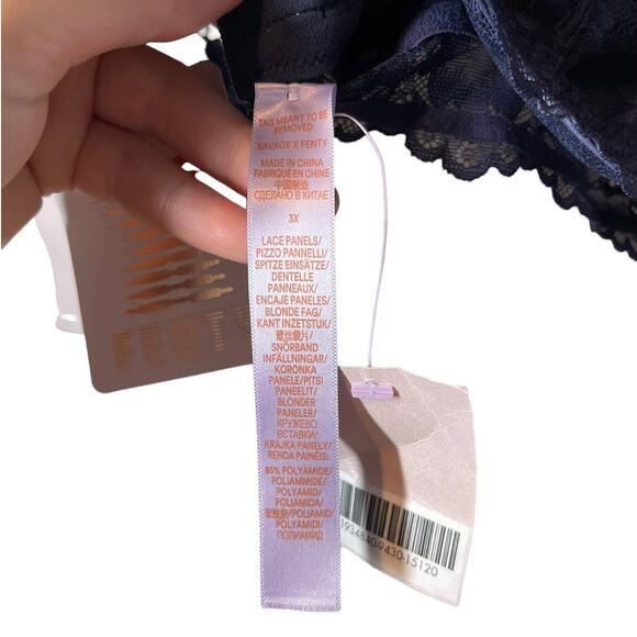 NWT Savage x Fenty Blue Floral Lace Racerback Bra Wireless‎ 3X - Picture 7 of 9